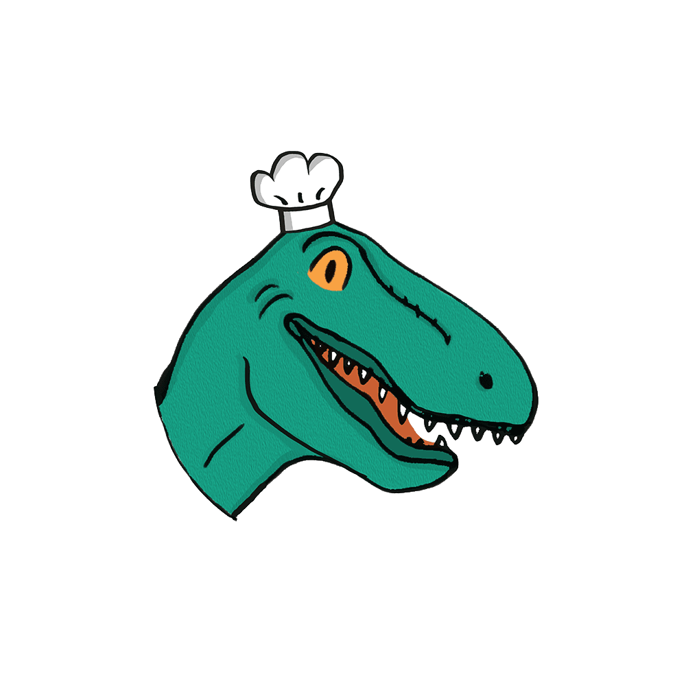 Chef Brucey's dinosaur logo